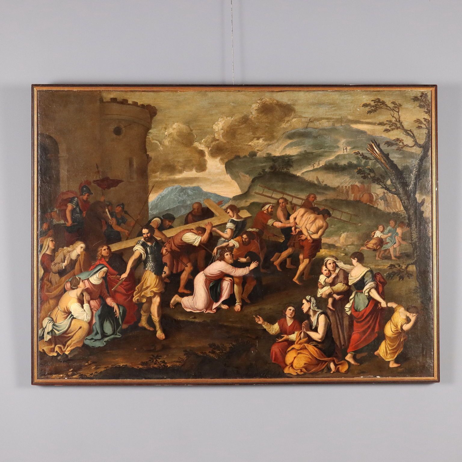 Antique Painting Copy From Pierre Mignard Jesus On The Road To Calvary