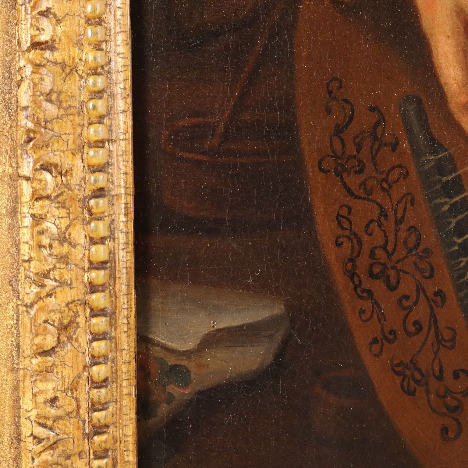 photo furniture The Guitar Player Antique Painting Oil On Canvas XIX Century