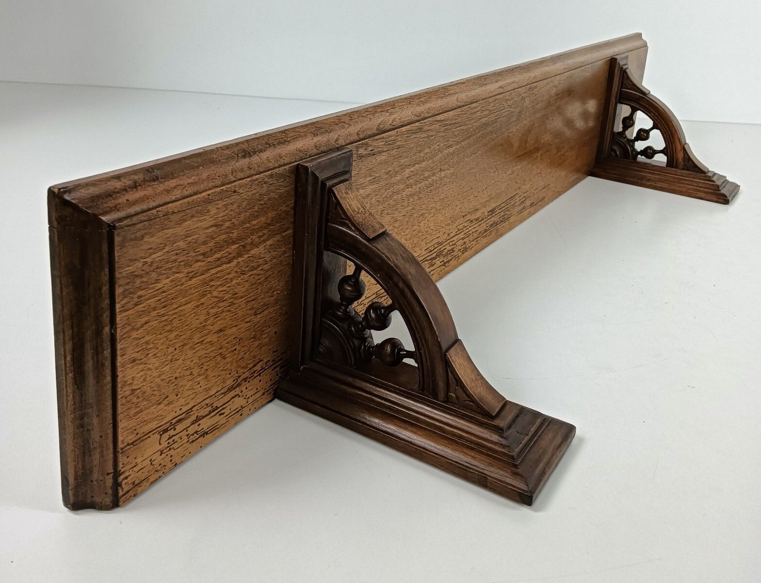 Breton France Carved Wooden Shelf Unit Wall Hanging Antique Beautiful Barn Farmh photo vinterior