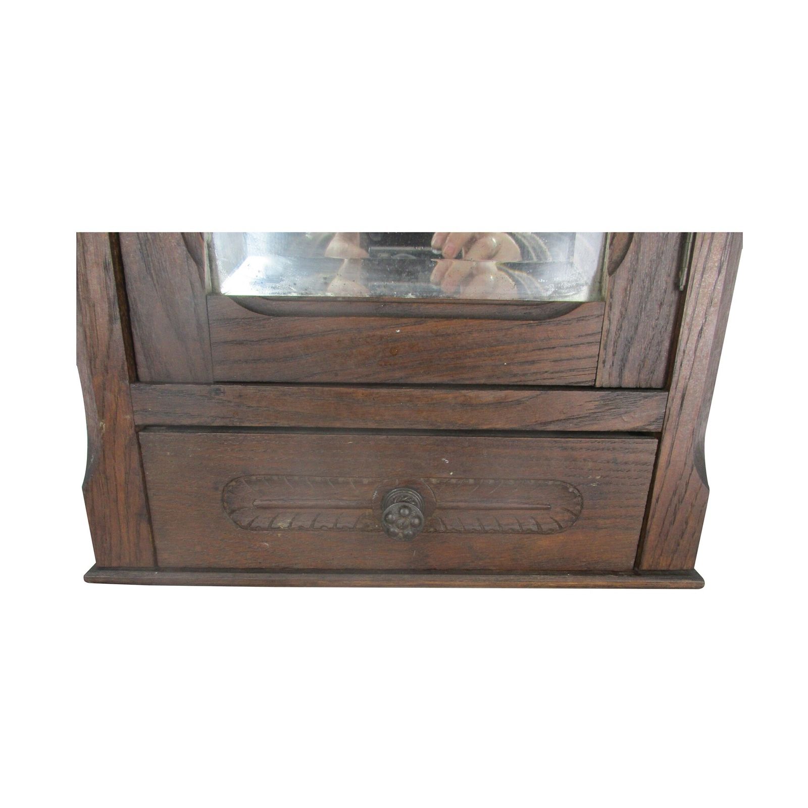Kitchen Apothecary Medicine Bathroom Wall Cabinet Oak Beveled Glass Mirror Mid C photo for sale
