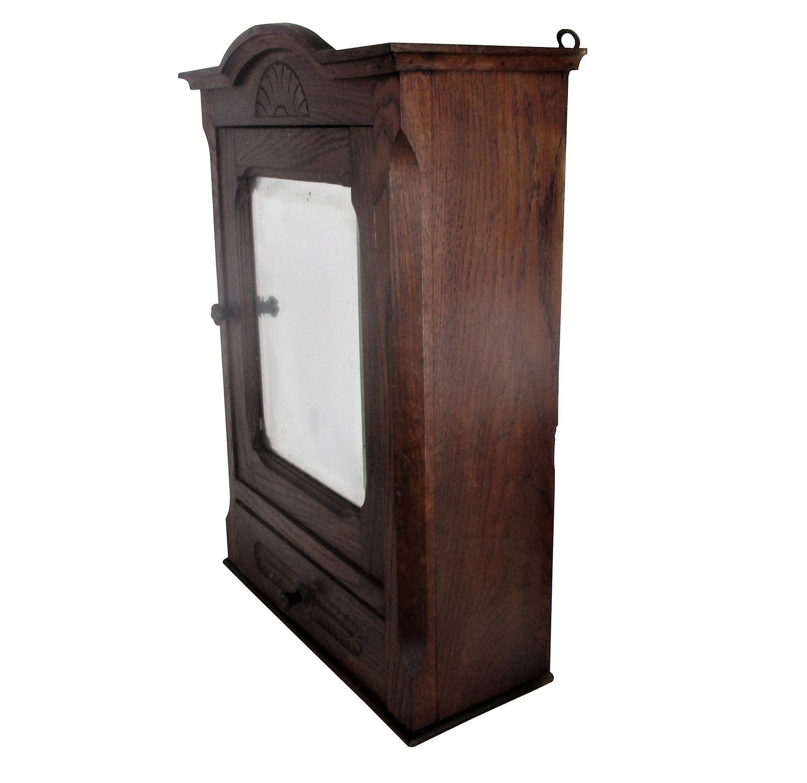 Kitchen Apothecary Medicine Bathroom Wall Cabinet Oak Beveled Glass Mirror Mid C photo vinterior