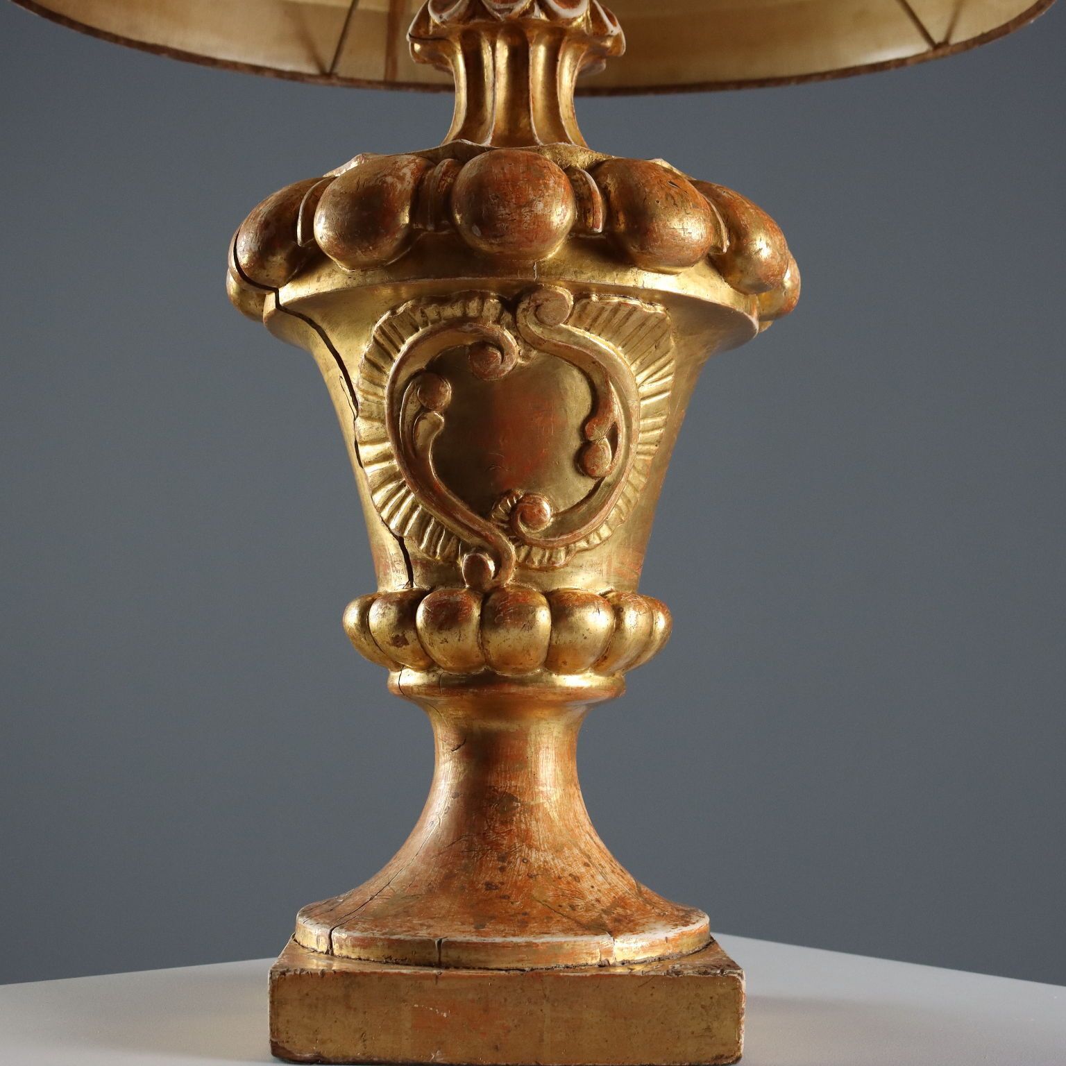 Antique Lamp Eclectic Gilded Wood Carved XIX Century photo Lighting