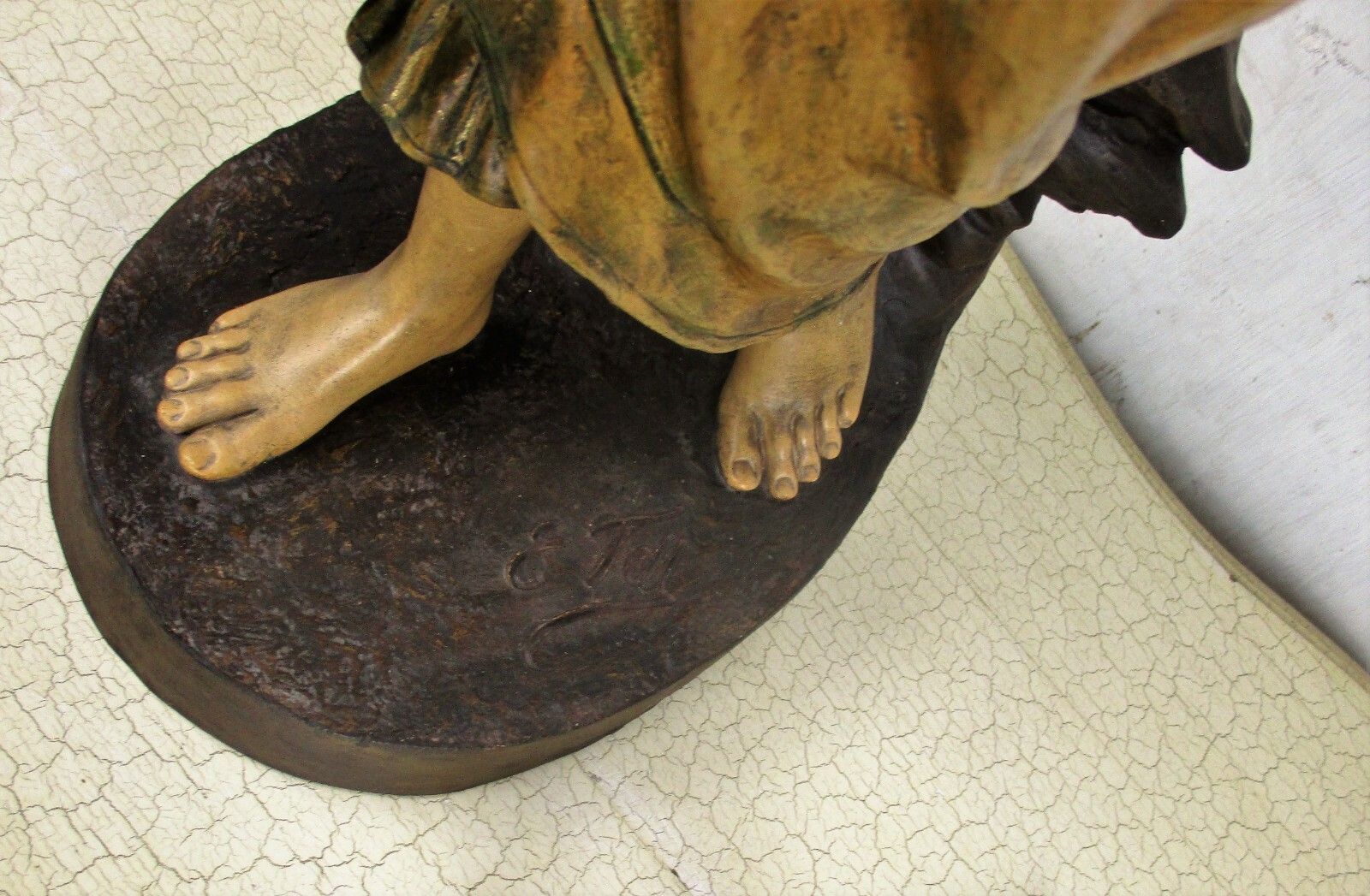 Statue Goldscheider Signed E. Tell Terracotta Water Carrier Jugendstil  Antique photo Art