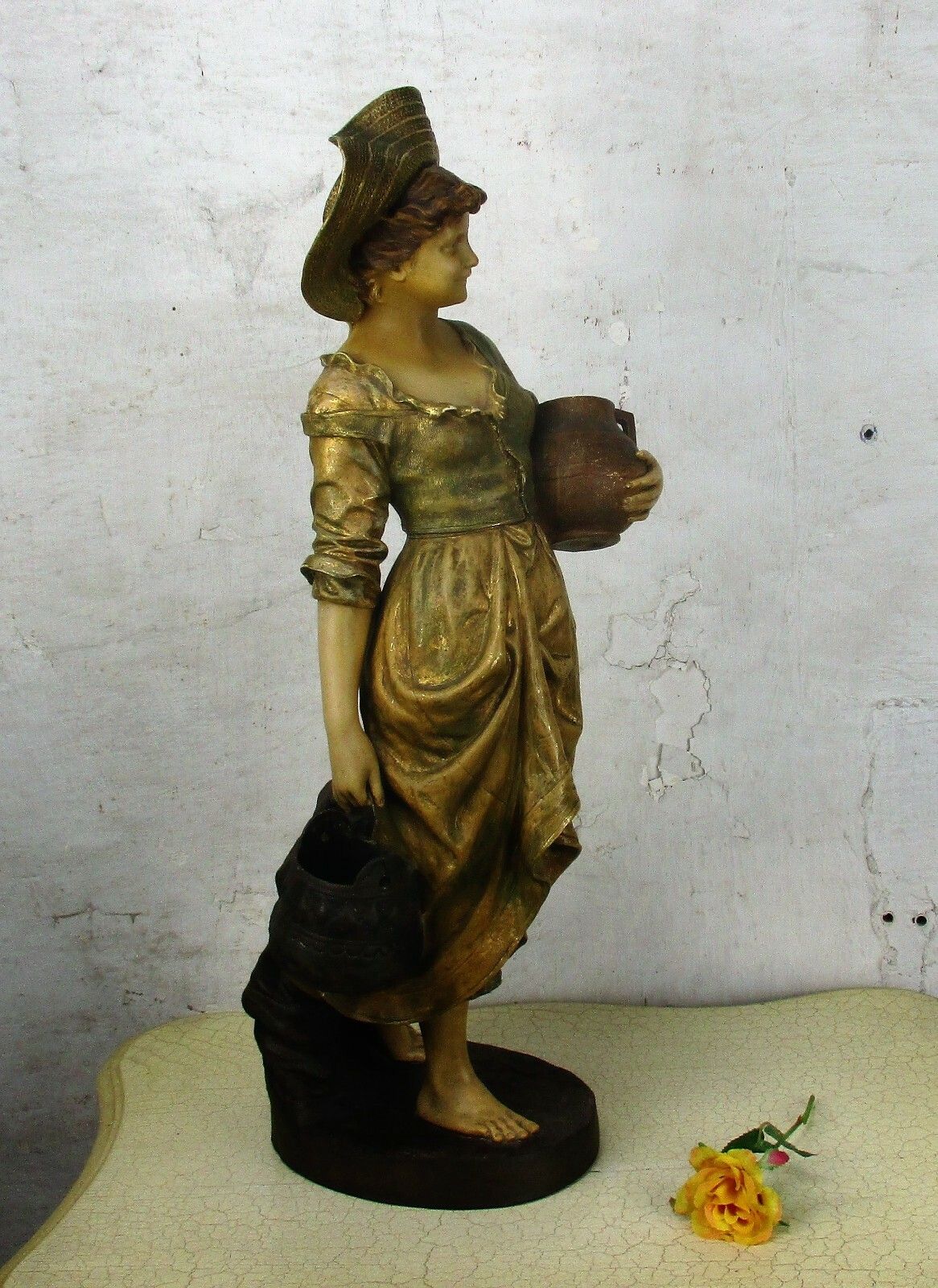 Statue Goldscheider Signed E. Tell Terracotta Water Carrier Jugendstil  Antique photo 929.0