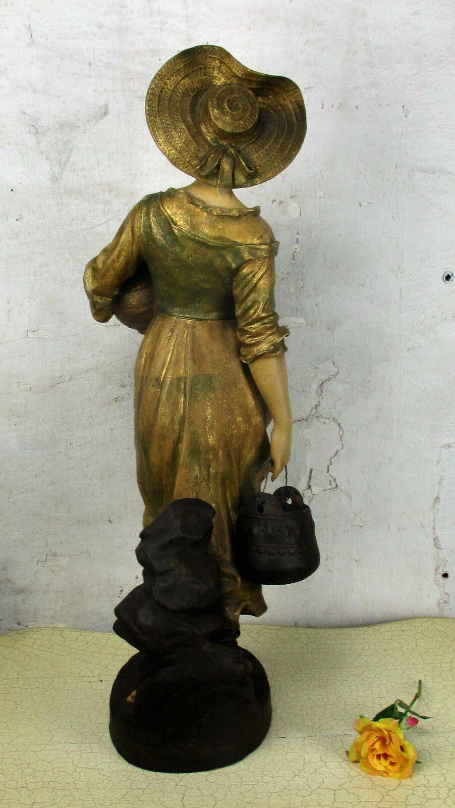 photo for sale Statue Goldscheider Signed E. Tell Terracotta Water Carrier Jugendstil  Antique