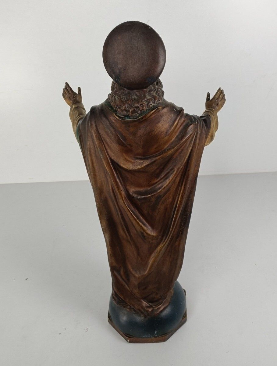 photo furniture Large Gorgeous Statue Jesus Christ Neo Gothic Antique Holy Heart Open Arms Plast