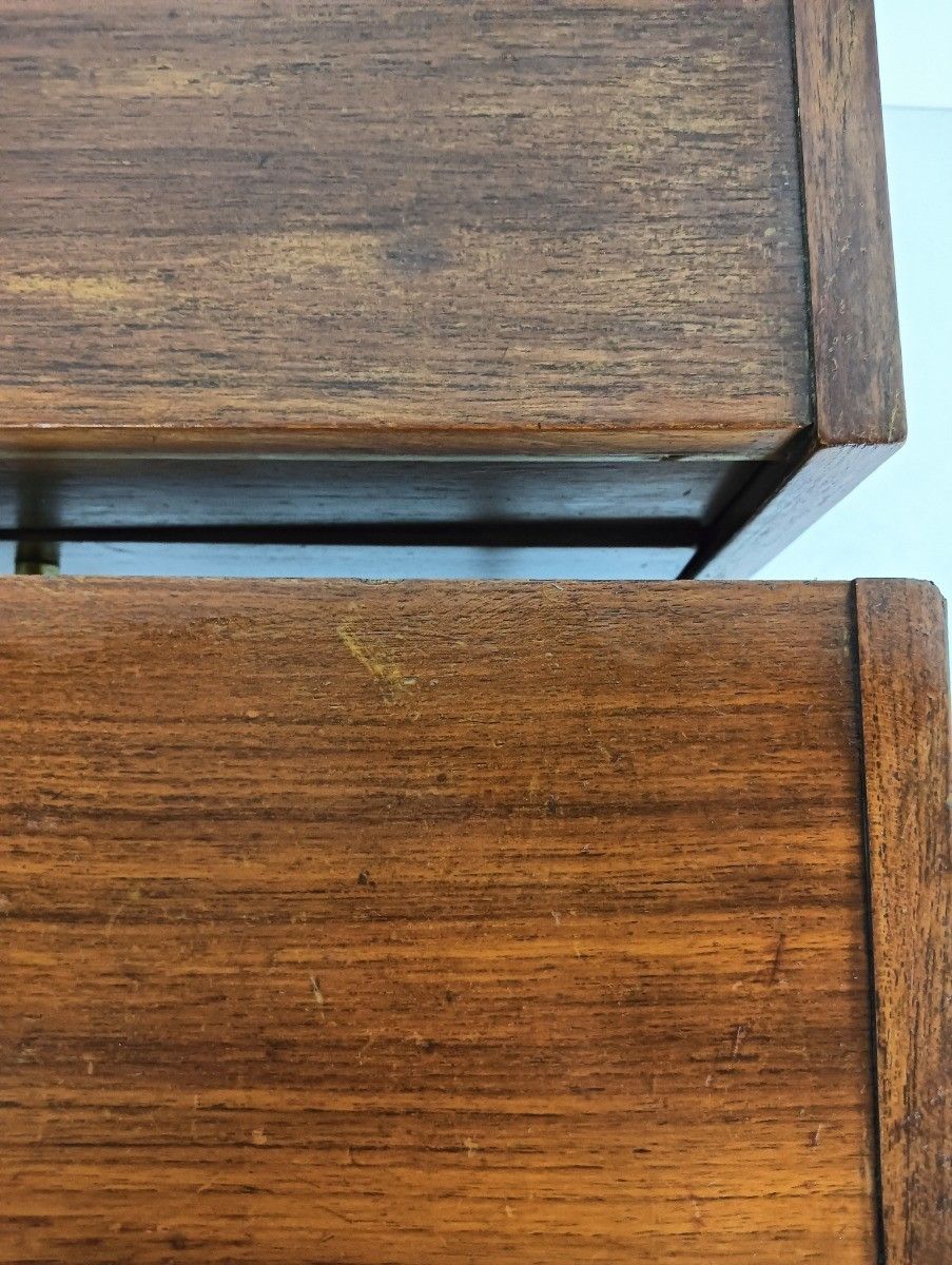 Pair Funky  Wooden Nightstands End Tables Bedroom Cabinets Retro Vintage Brown photo vinterior