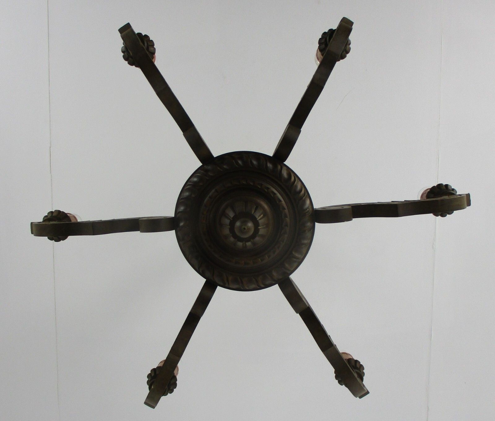 Hand Carved Wooden Chandelier Ornate 6 Arm Lights Mid Century  Farmhouse Style photo buy