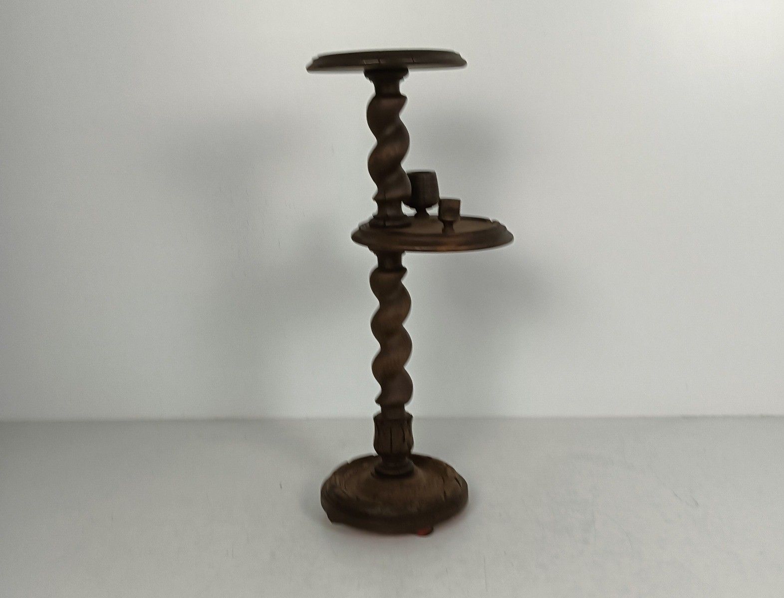 Barley Twist Vintage Pedestal Plant Stand Side Table Two Tier Smokers Table Carv photo furniture