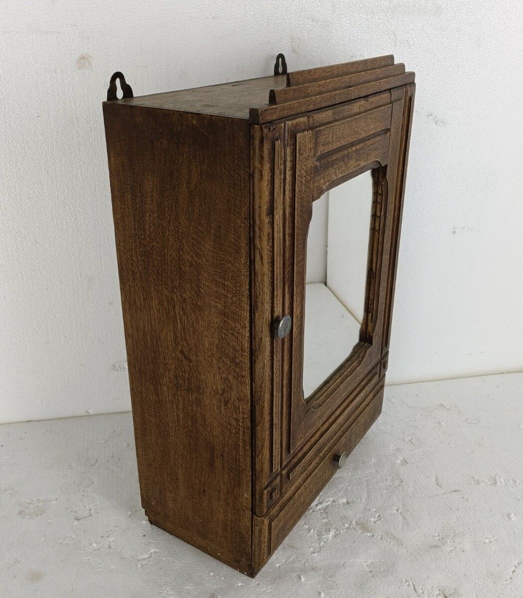 Large Medicine Apothecary Kitchen Bathroom Cabinet Antique Carved Wood Beautiful photo buy
