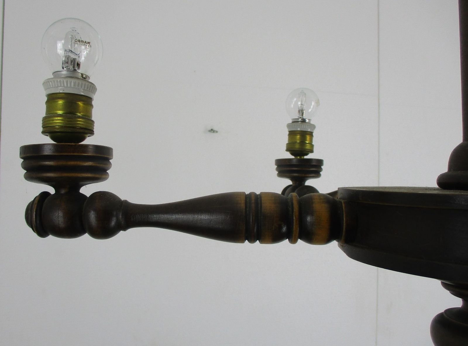 Hand Carved Wooden Chandelier Ornate 5 Arm Lights Mid Century Farmhouse Barn Sty photo vinterior