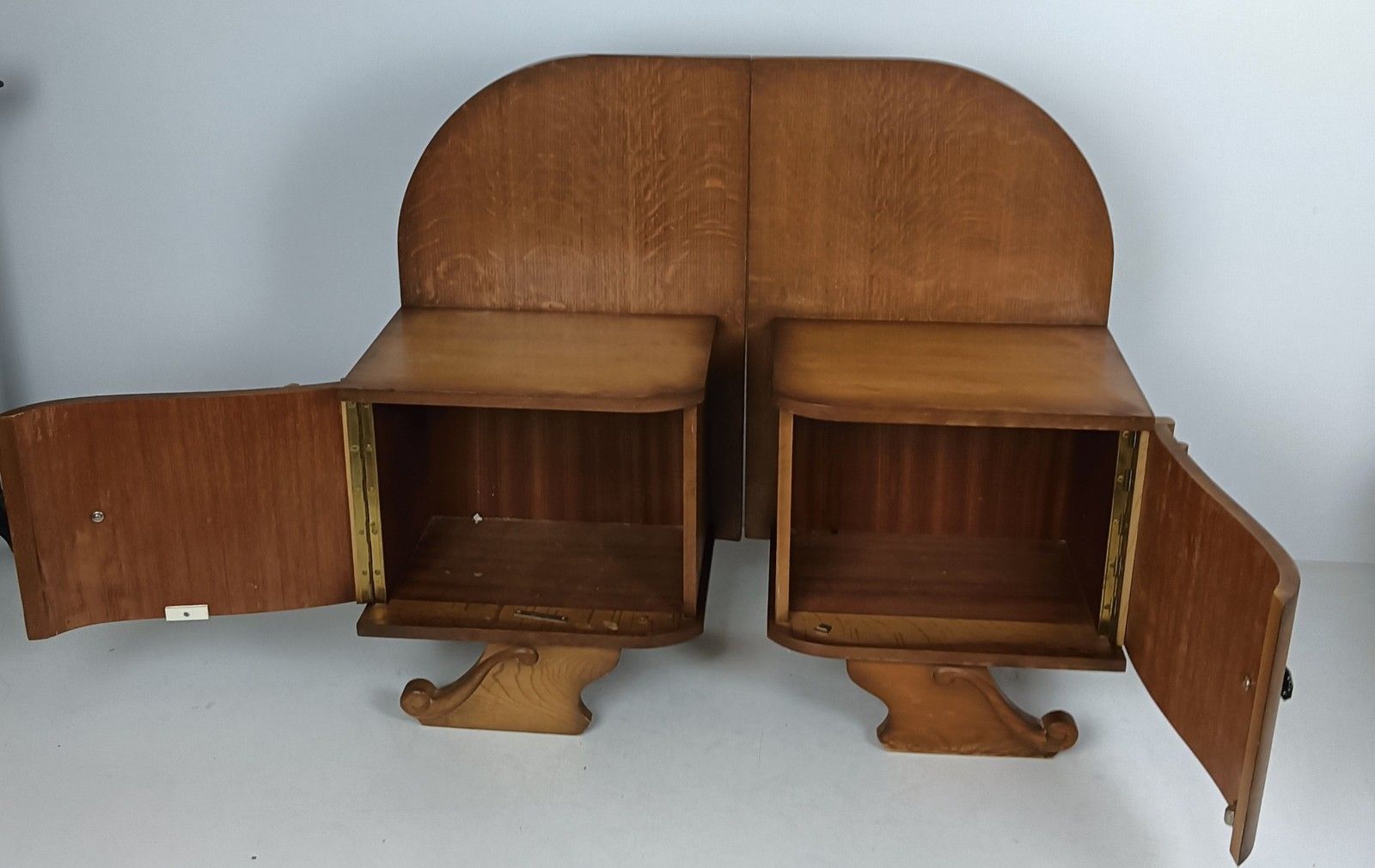 Pair Antique Jugendstil Nightstands Wood  End Tables Vanity Cabinets Bedroom Cab photo vintage