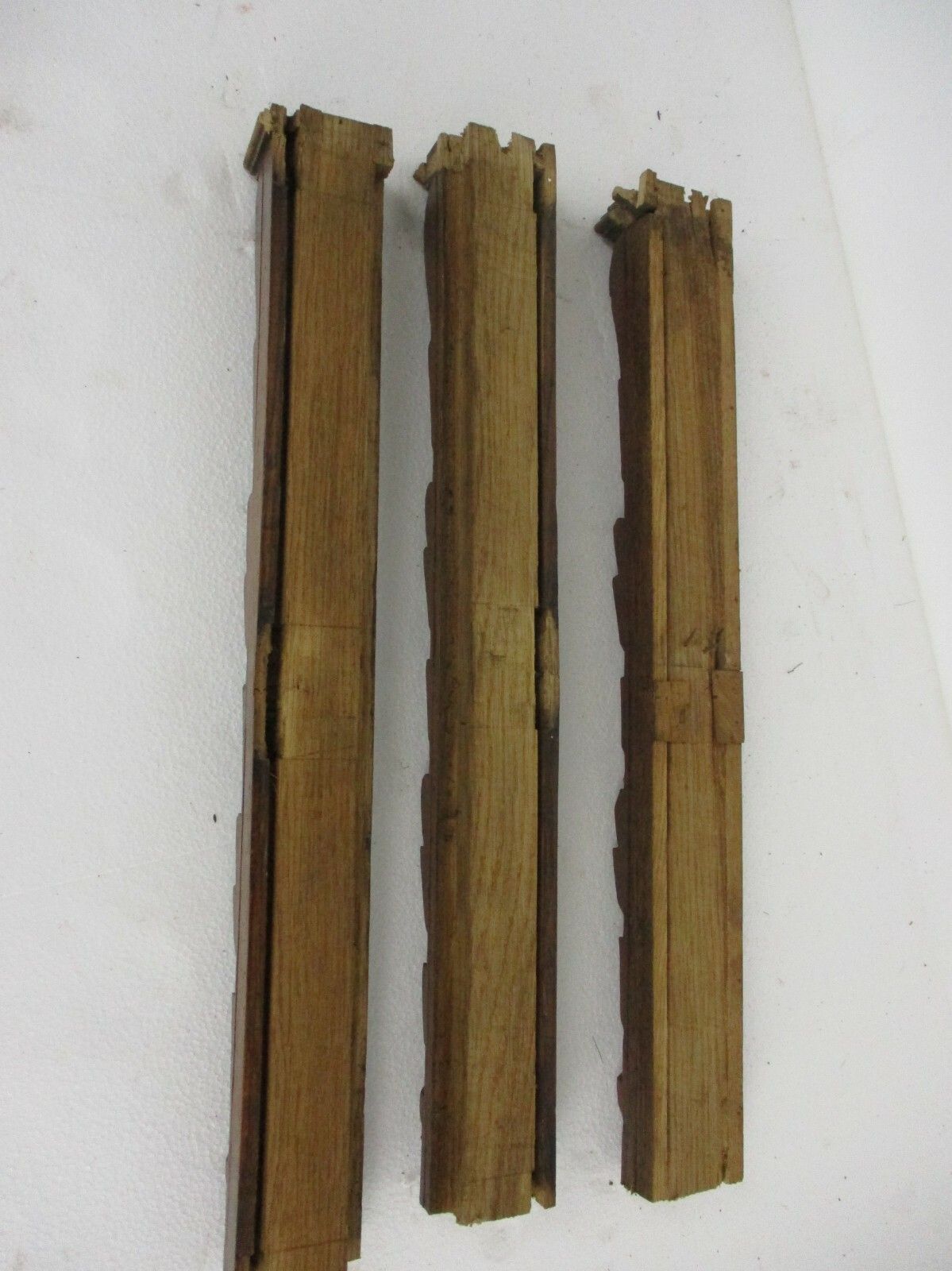 photo for sale 3 Pieces Antique French Carved Oak Reclaimed Architectural Trim Pediment Salvage