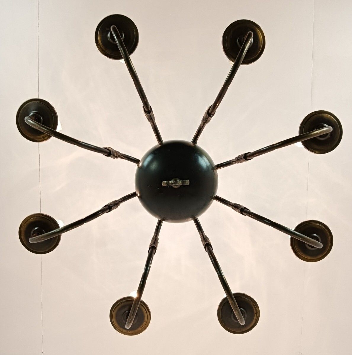 Lighting Flemish Dutch  Chandelier 8 Arms Lights Brass  Fish  Gorgeous Vintage Barn Farmh photo