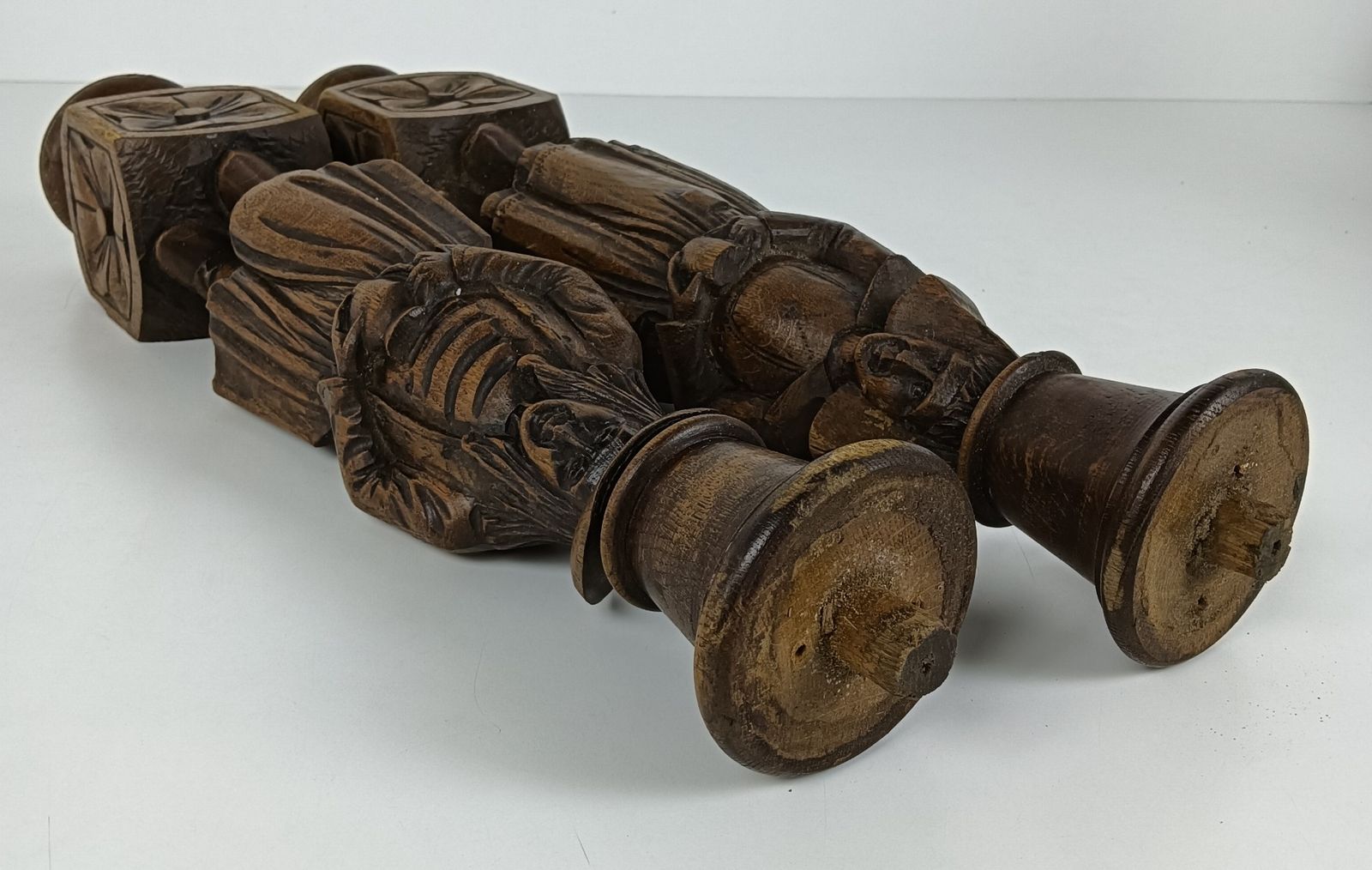photo furniture Large Antique Hand Carved Wooden Corbels Breton Figures Couple France Reclaimed