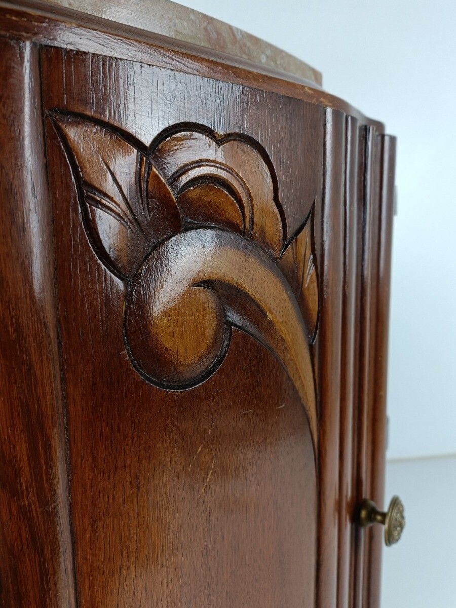 Art Deco Side Cabinet Display Boards Marble Top Wood Antique photo 526.0