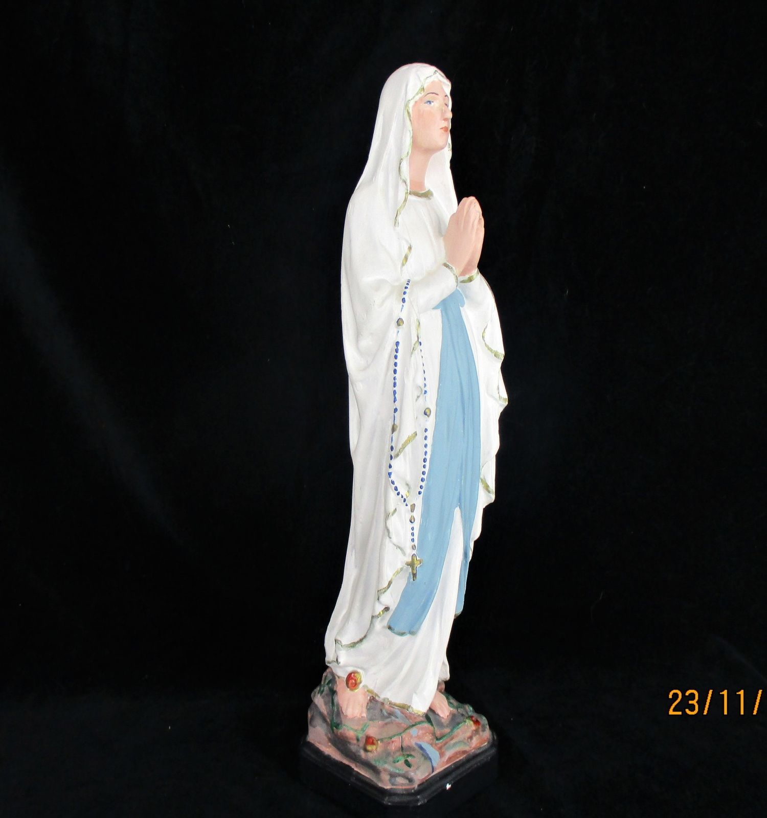 Vintage French Virgin Mary Madonna Our Lady Of Lourdes Ave Maria Plaster Statue photo Art