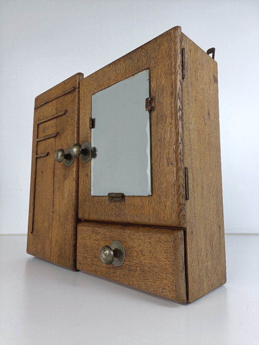 Gorgeous Antique Medicine Apothecary Cabinet Art Deco Beveled Glass Bathroom K photo Furniture