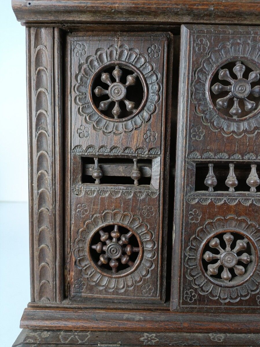 photo furniture Miniature French Breton Salesman Sample Hanging Cabinet Wood Antique 1900s Gorge