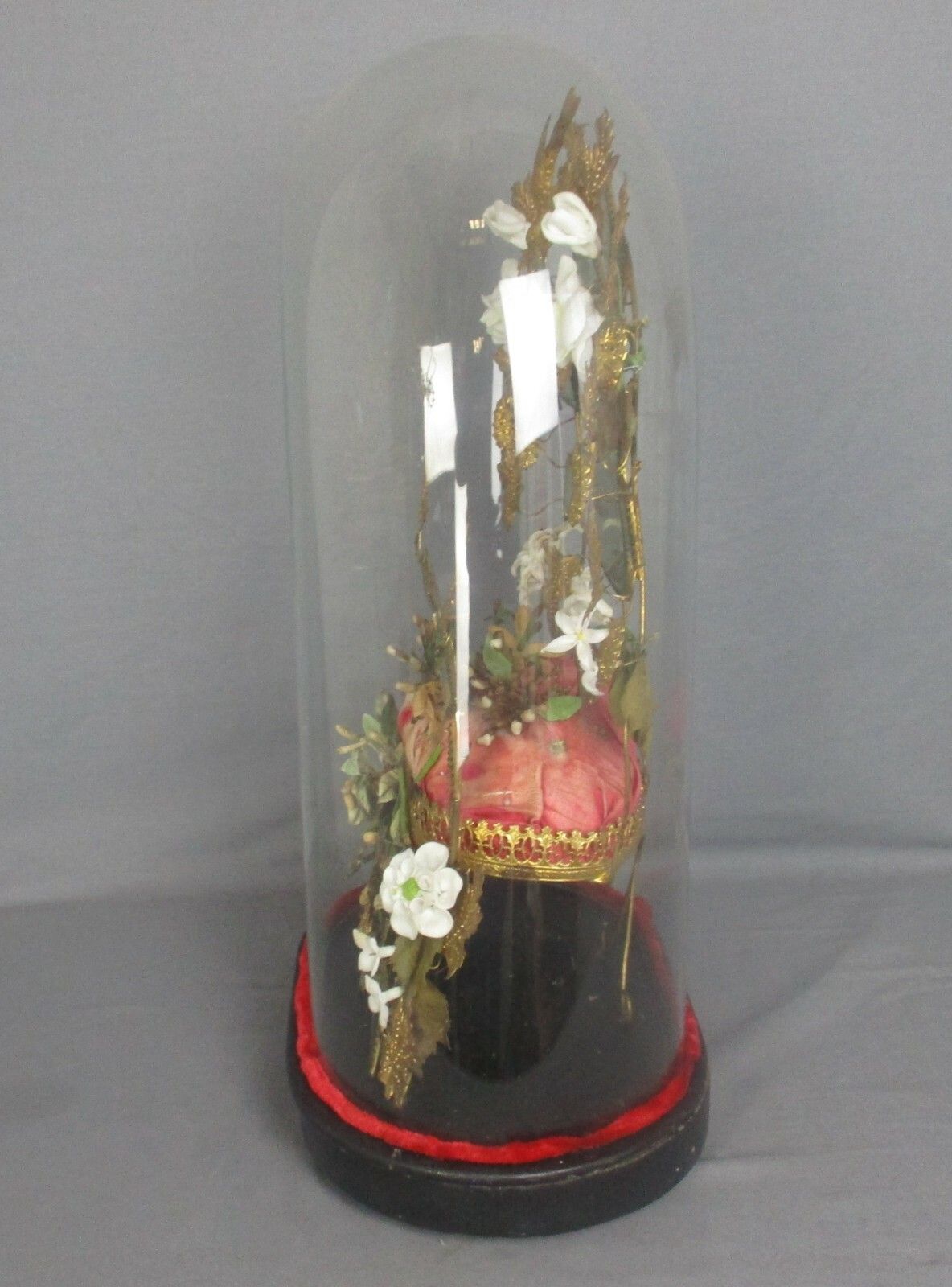 Antique 1800 Victorian French Bridal Wedding Dome Gold Gilt Leafs  Ormolu Birds photo for sale