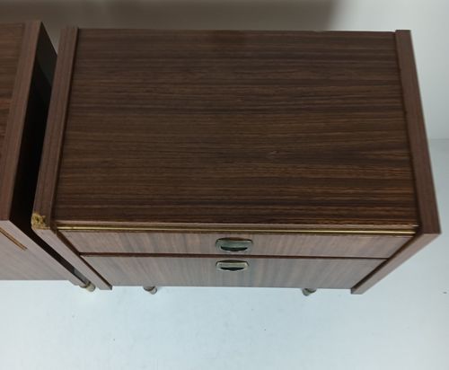 Pair Couple Vintage Nightstands End Tables Mid Century Modern Wood Retro  Brown photo 567.0
