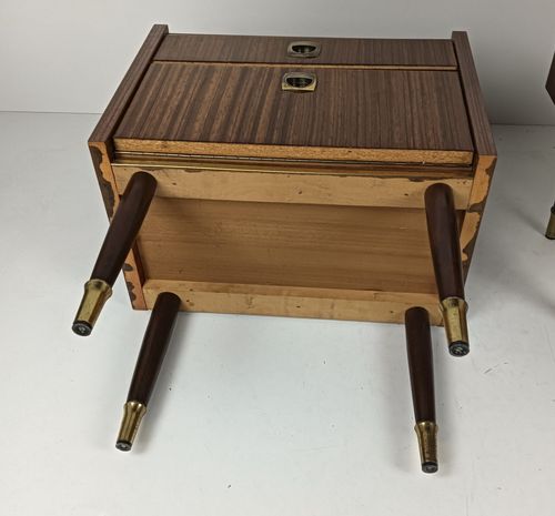 photo furniture Pair Couple Vintage Nightstands End Tables Mid Century Modern Wood Retro  Brown