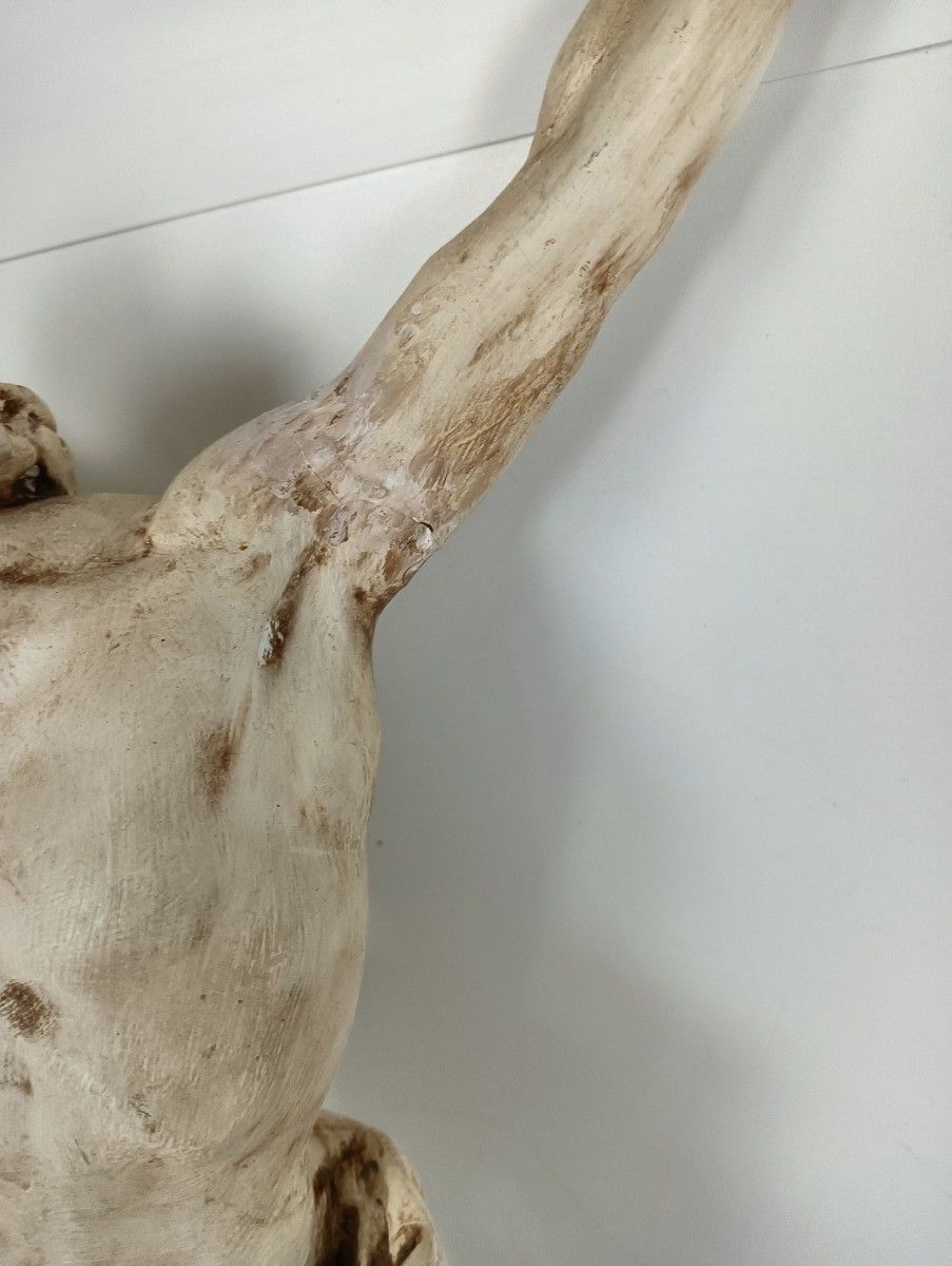 Antique Beautiful Sculpture Corpus Christi Crucifix Plaster Art Sculpture photo Art