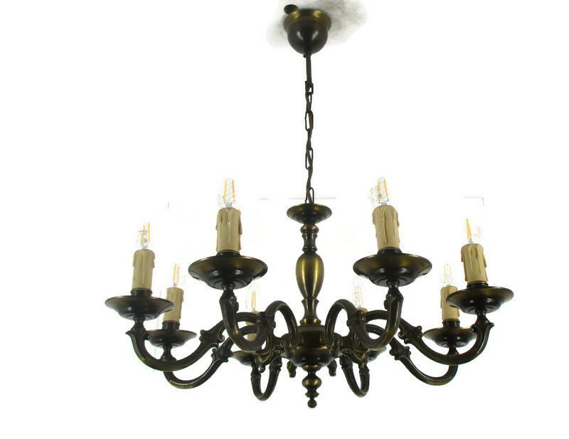 Flemish Dutch Chandelier Style  8 Arm Lights  Country Style Vintage Mid Century