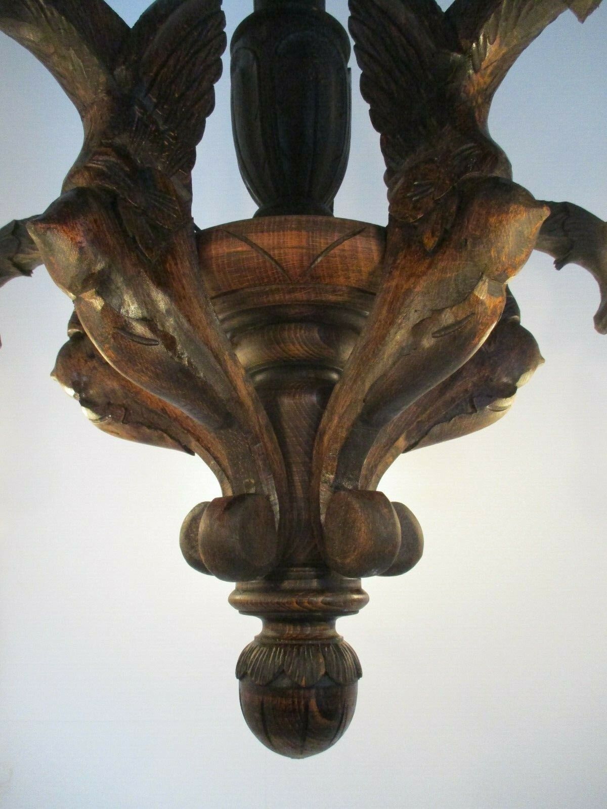 Gothic Hand Carved Wooden Ornate Chandelier 5 Arms Lights  Dragons  Wow photo buy
