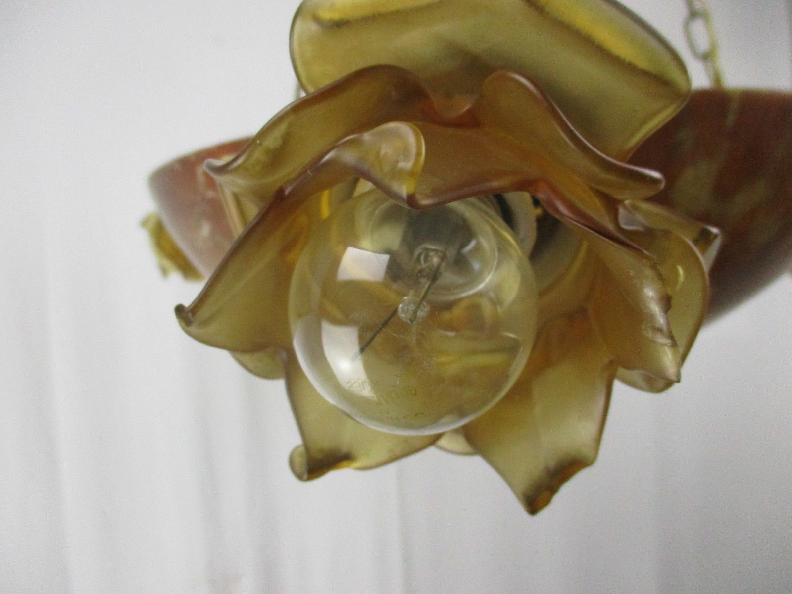photo furniture Art Nouveau Pendant Chandelier Alabaster Amber Flower Shades 4 Lights Ormolu