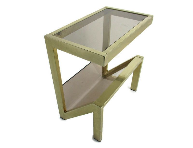 Vintage Modernist Magazine Newspaper  Rack Side Table Smoked Glass  Lucite Wow