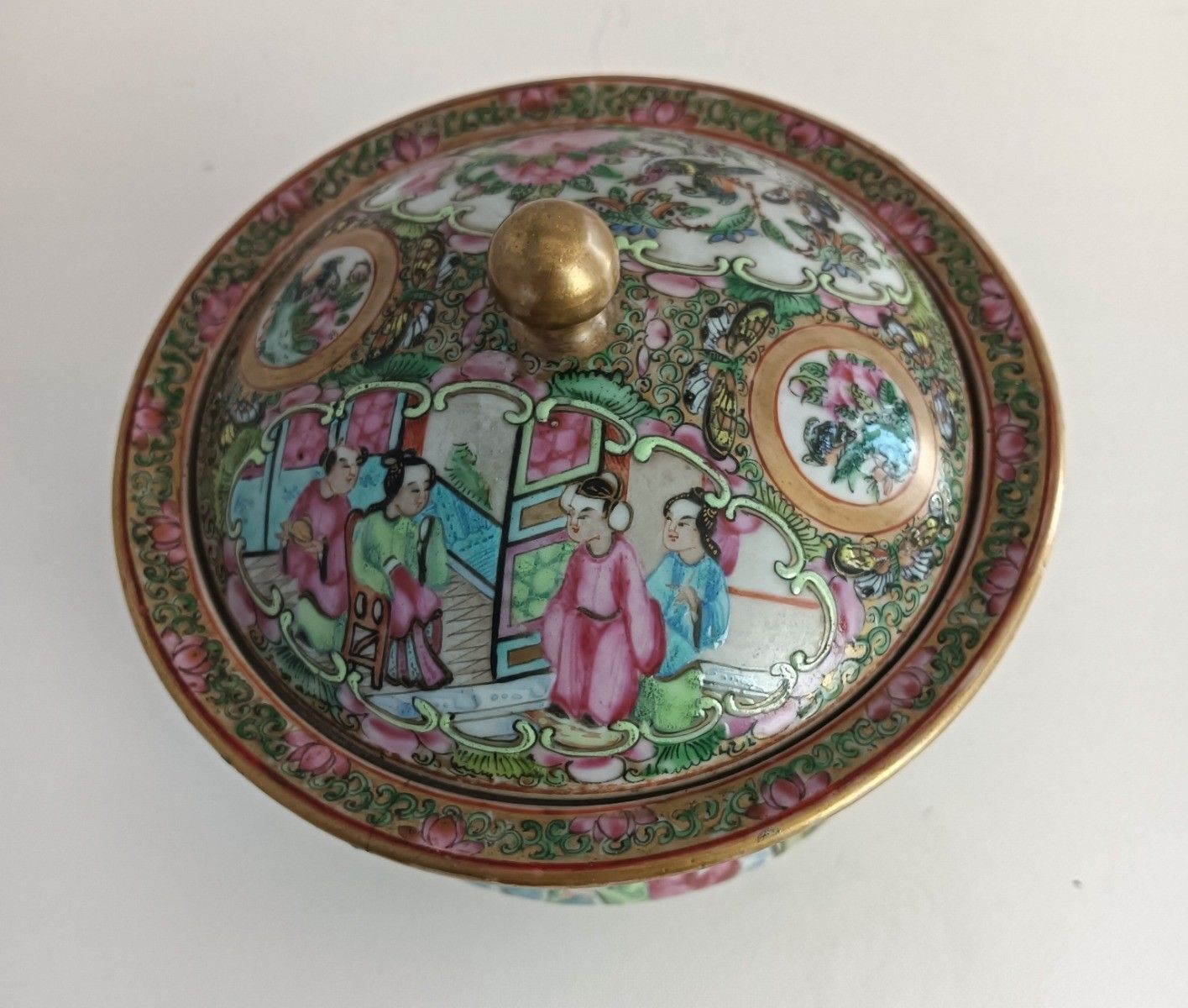 Antique Family Rose Chinese Bonbonniere Lidded Dish Small Urn Tureen photo buy