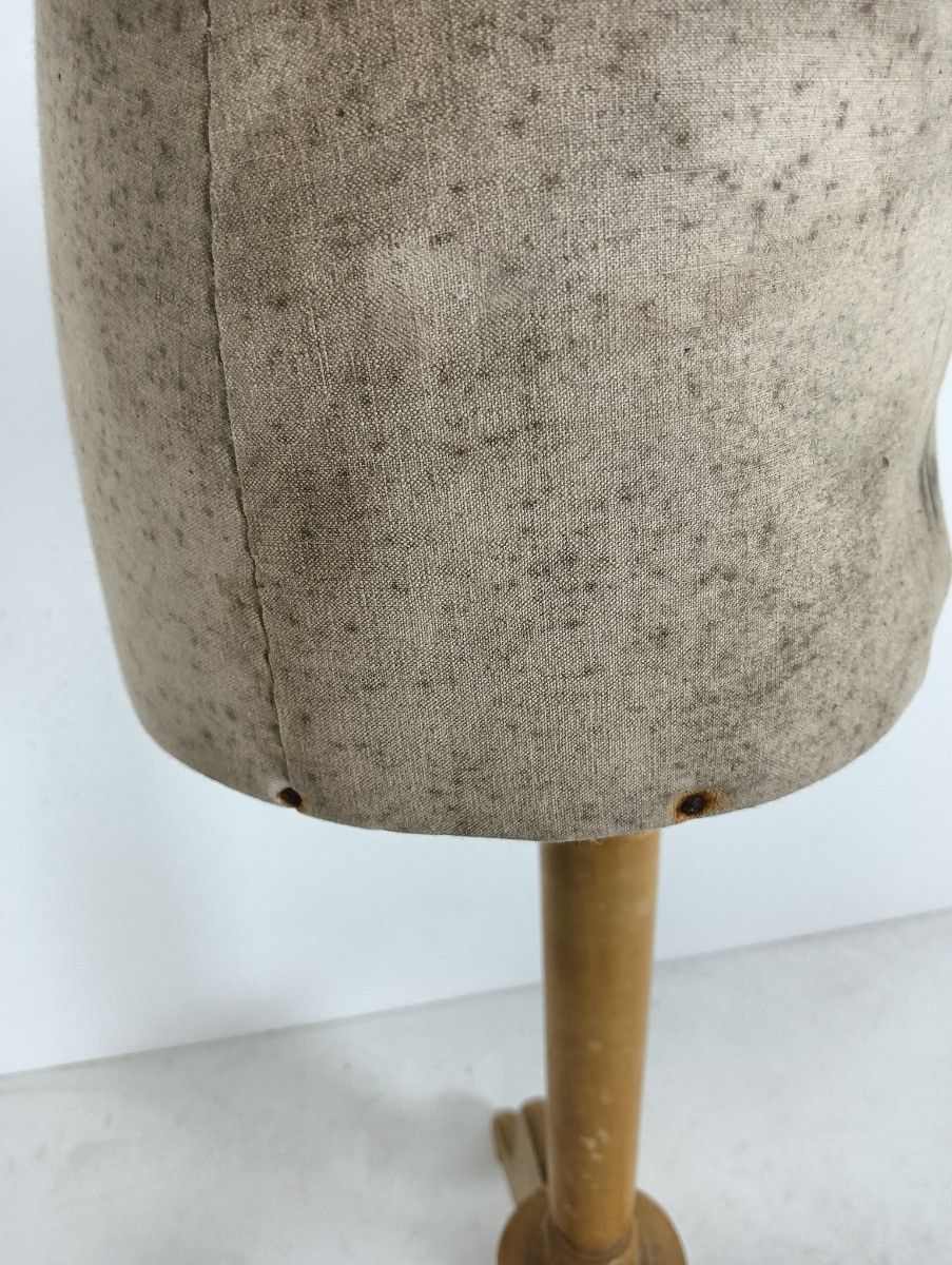 photo vinterior Antique  Mannequin Haute Couture Dress Form Girard Paris Loft Wooden Base