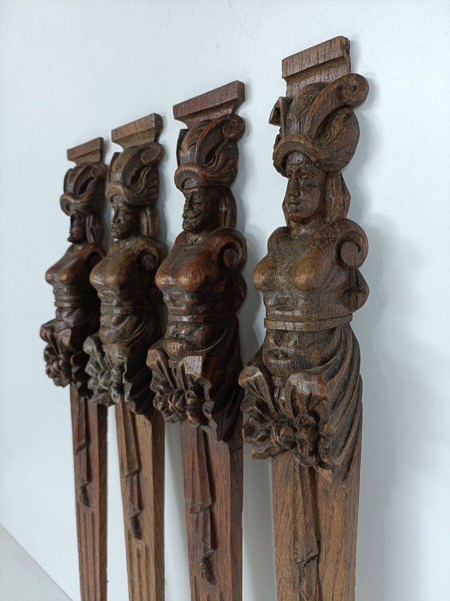 French Breton Style 4 Corbels Hand Carved Wood Panels I Architectural Reclaimed photo vintage