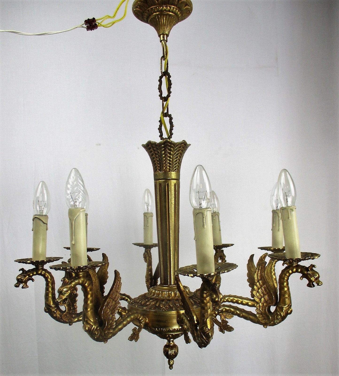 Impressive Gothic Ornate Brass 8 Arms Lights Chandelier Revival Dragons Griffins photo buy