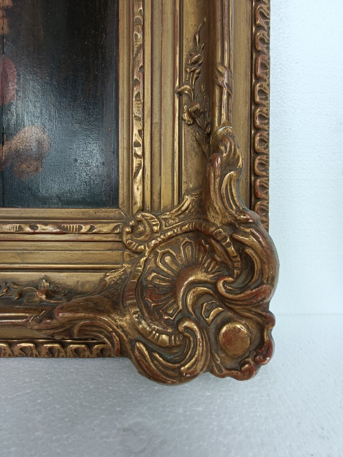 Oil Painting On Wood Gorgeous Plaster  Frame Portrait Of A Lady Antique photo Art
