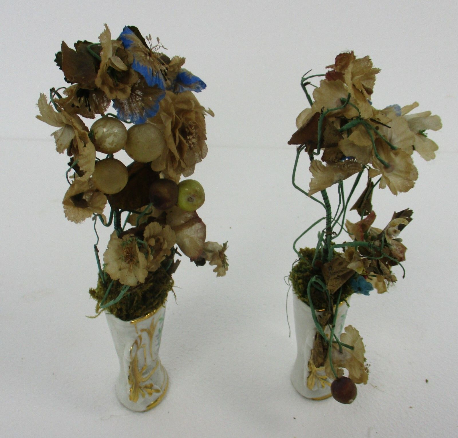 Antique Couple Porcelain Fan Flair Vases Flower Bridal Bouquet Vieux Paris photo Home Decor