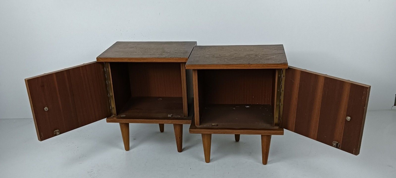 Pair Of Modernist Wooden Nightstands Bedroom Cabinets Small End Tables Vintage photo 405.0