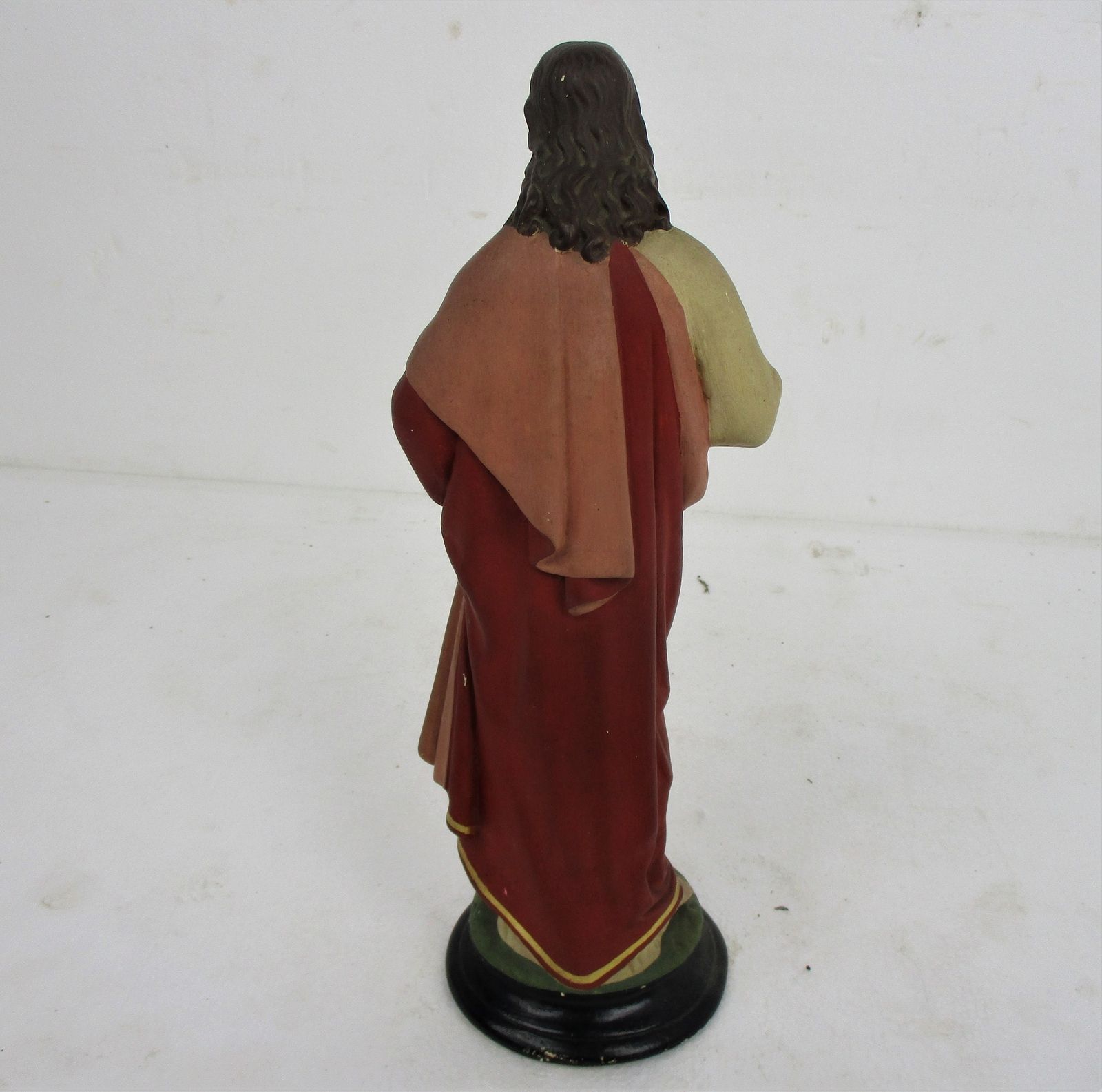 Antique Statue Jesus Christ Savior Sacred Holy Heart Plaster Polychrome Art Deco photo 182.0