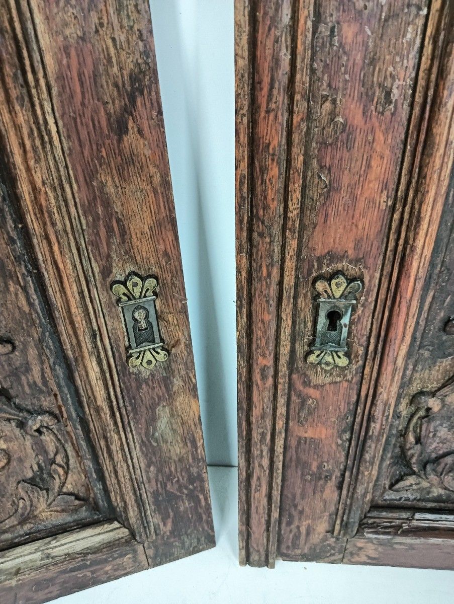 Pair Door Panels Carved Wood Flowers Baskets Architectural Reclaimed Salvaged An photo 202.0