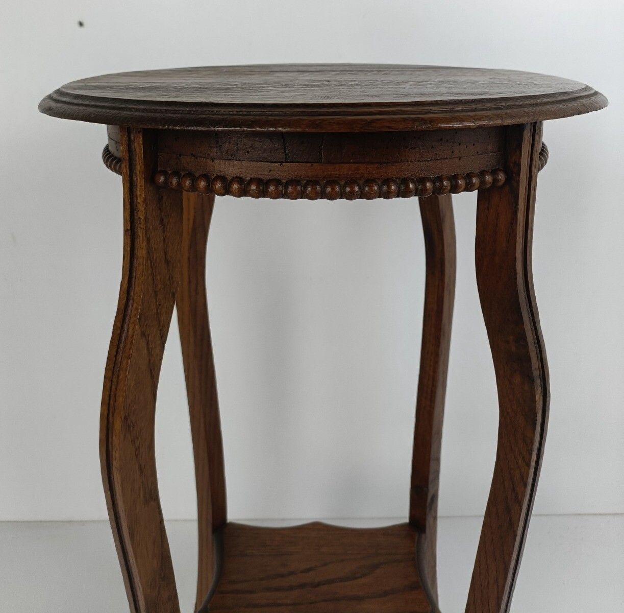 Gorgeous Art Deco Antique Plant Stand Pedestal Round Top, Two Tier, Hobnails, Ve photo for sale