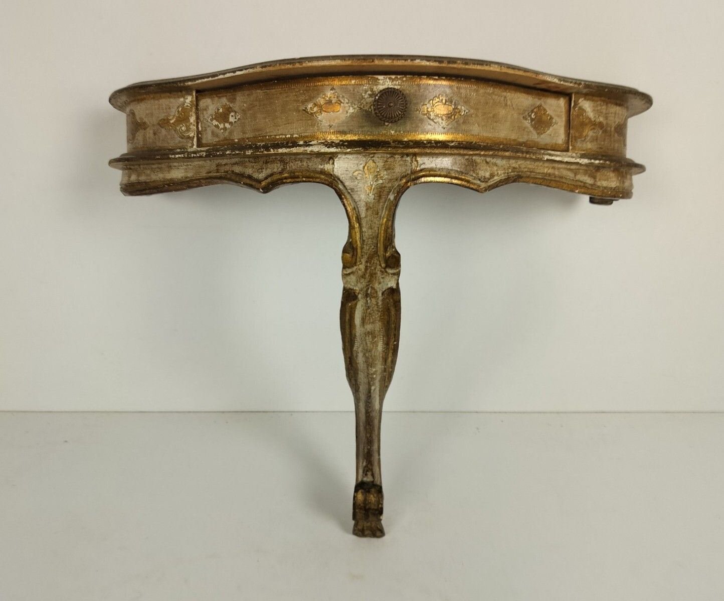 Florentine Wooden Console Wall Hanging Table Italy Italian Mid Century Very Rare photo furniture