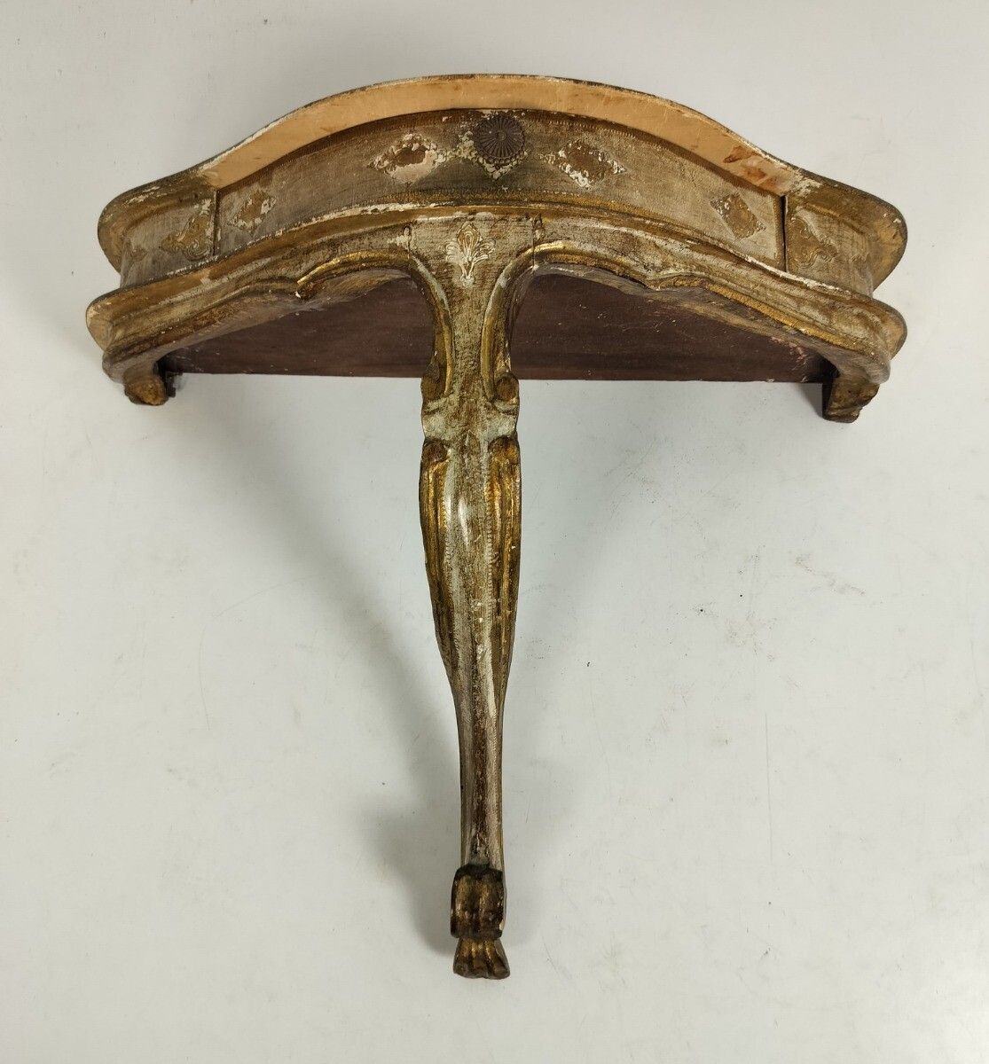 Florentine Wooden Console Wall Hanging Table Italy Italian Mid Century Very Rare photo buy