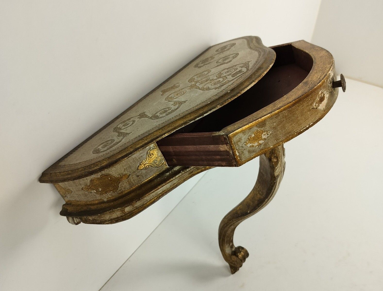 photo for sale Florentine Wooden Console Wall Hanging Table Italy Italian Mid Century Very Rare