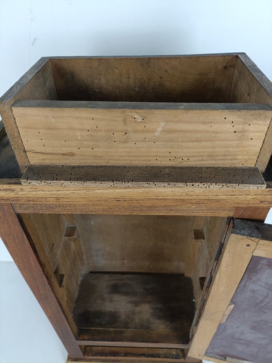 Antique Medicine Apothecary Cabinet Barn Style Ornate Carved Wood Kitchen Bathro photo vintage