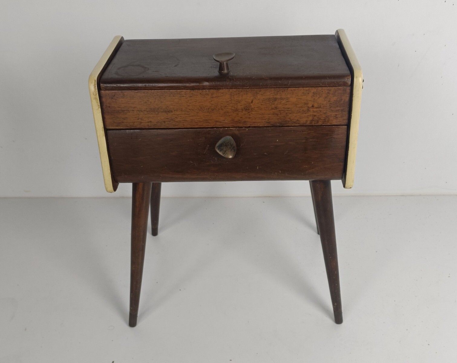 Danish Modern Teak Sewing Quilting Box Organizer Funky Era Eames Htf photo furniture