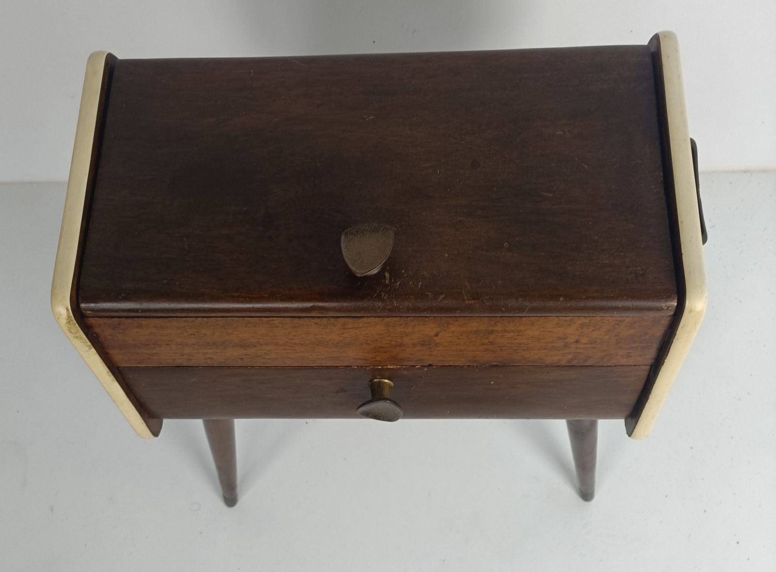 Danish Modern Teak Sewing Quilting Box Organizer Funky Era Eames Htf photo for sale