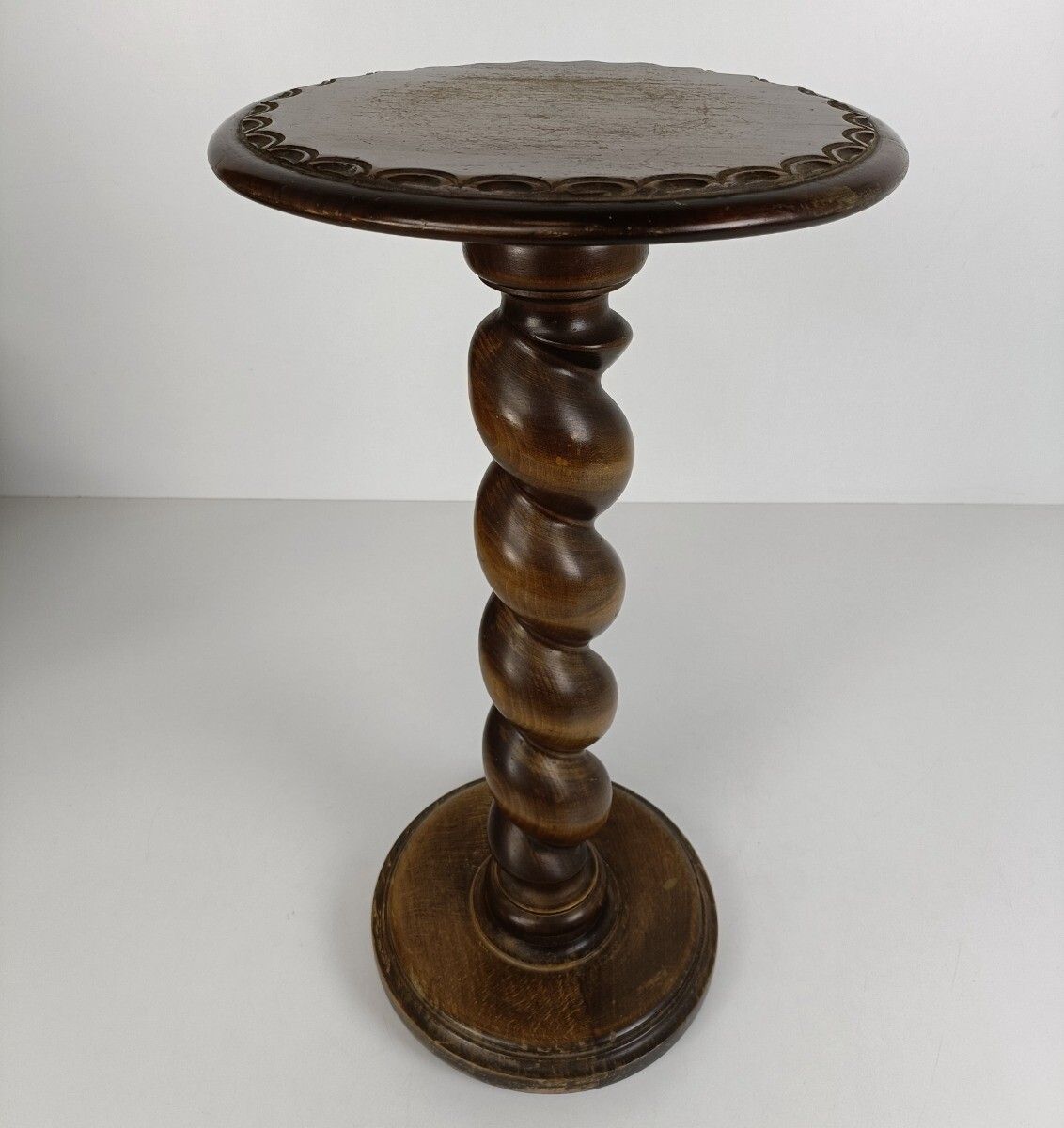 Barley Twist Hand Carved Wood Wooden Plant Stand Pedestal Side Table Bonsai Stan photo furniture