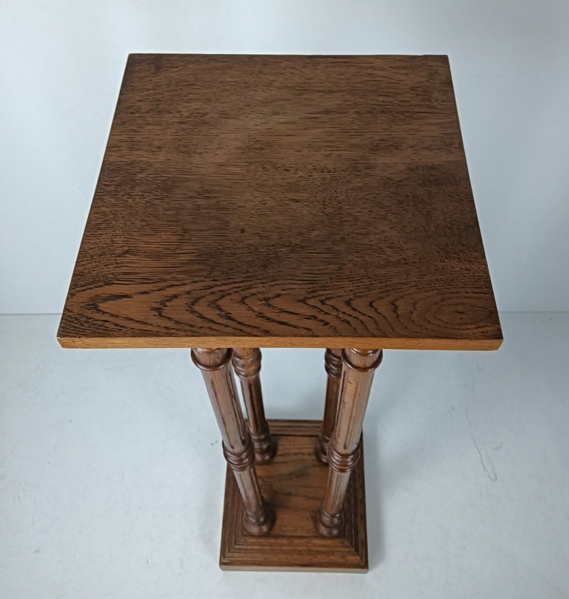 Tall Stylish Pedestal Pillar Plant Stand Side Table Vintage Carved Wood 4 Stems photo 405.0