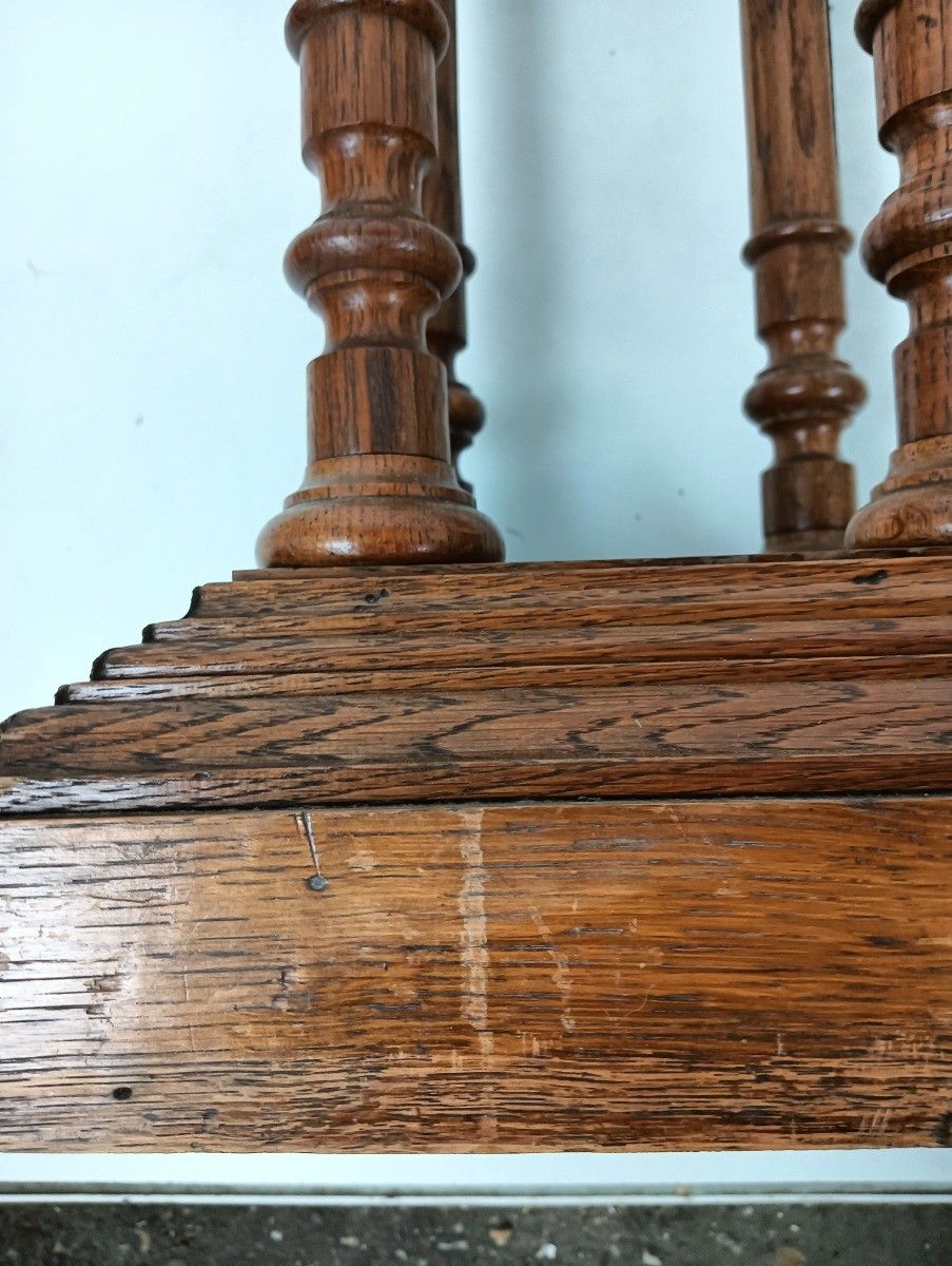 Tall Stylish Pedestal Pillar Plant Stand Side Table Vintage Carved Wood 4 Stems photo vintage